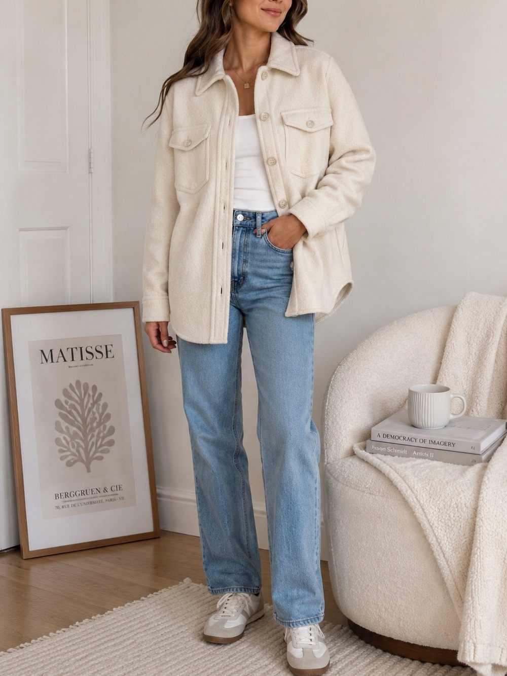 Wilfred Free Aritzia Ivory Merino Wool Shirt Jacket Shacket XS